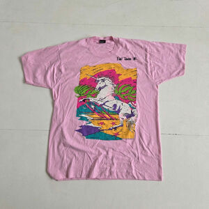 Vintage 1992 Unicorn Graphic T Shirt XL Screen Stars Best USA Single Stitch Pink